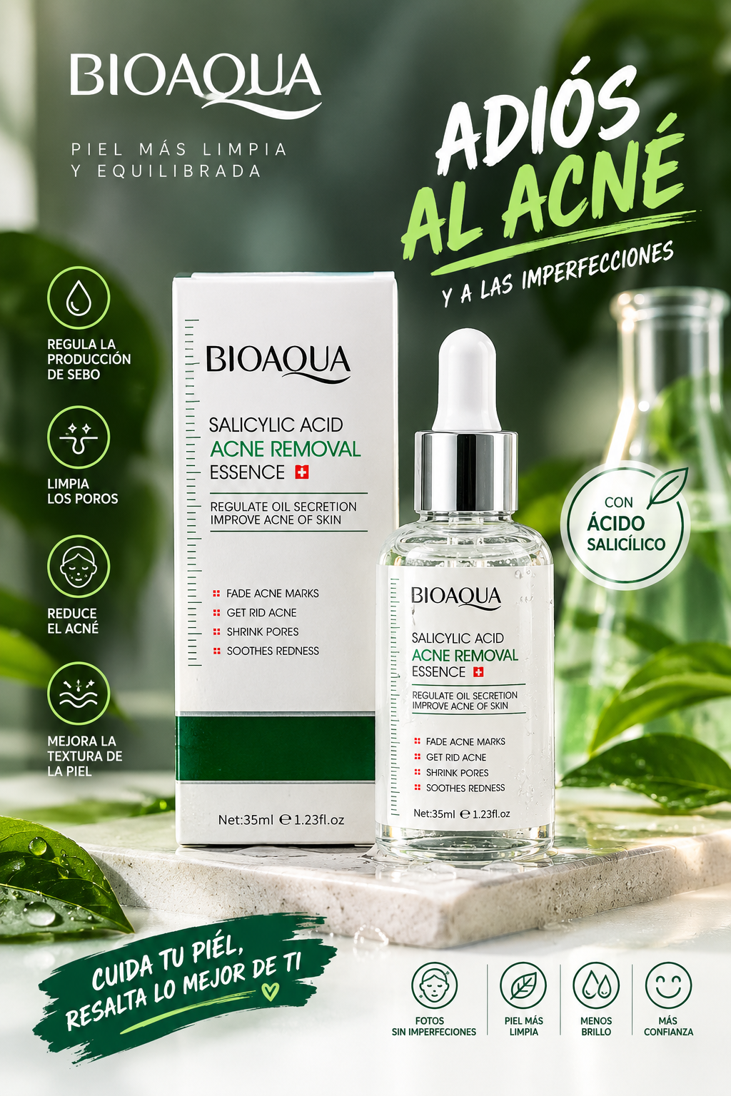 BIOAQUA Ácido Salicílico – Esencia Facial para Piel con Imperfecciones