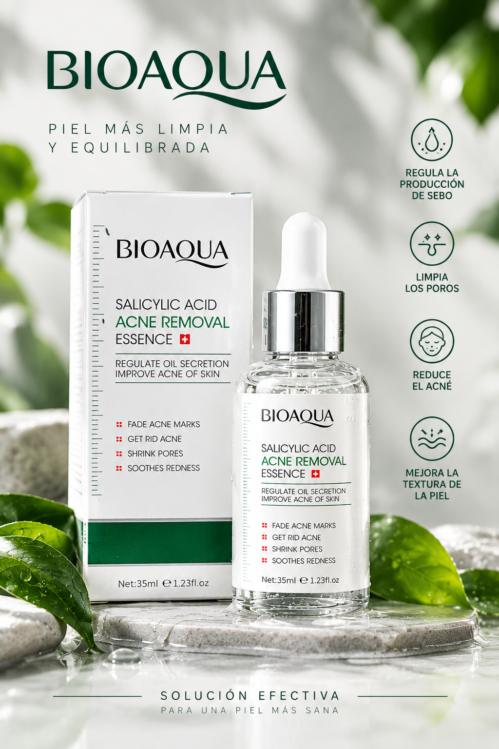 BIOAQUA Ácido Salicílico – Esencia Facial para Piel con Imperfecciones